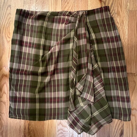 Ralph Lauren NWT Plaid Ruffle-Trim Georgette Skirt (Size 10) - Picture 7 of 9